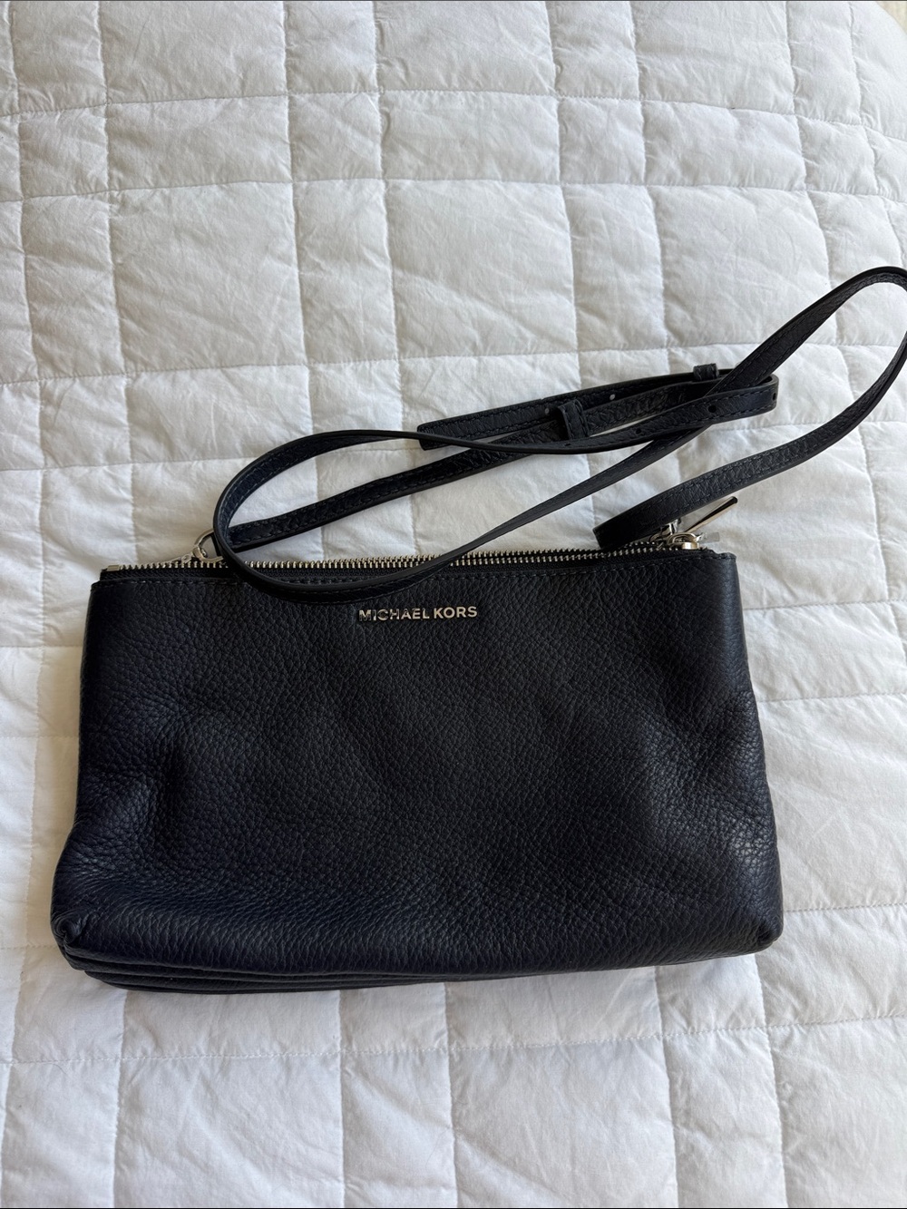 Michael Kors Blue / Black Pebbled Leather Crossbody Bag